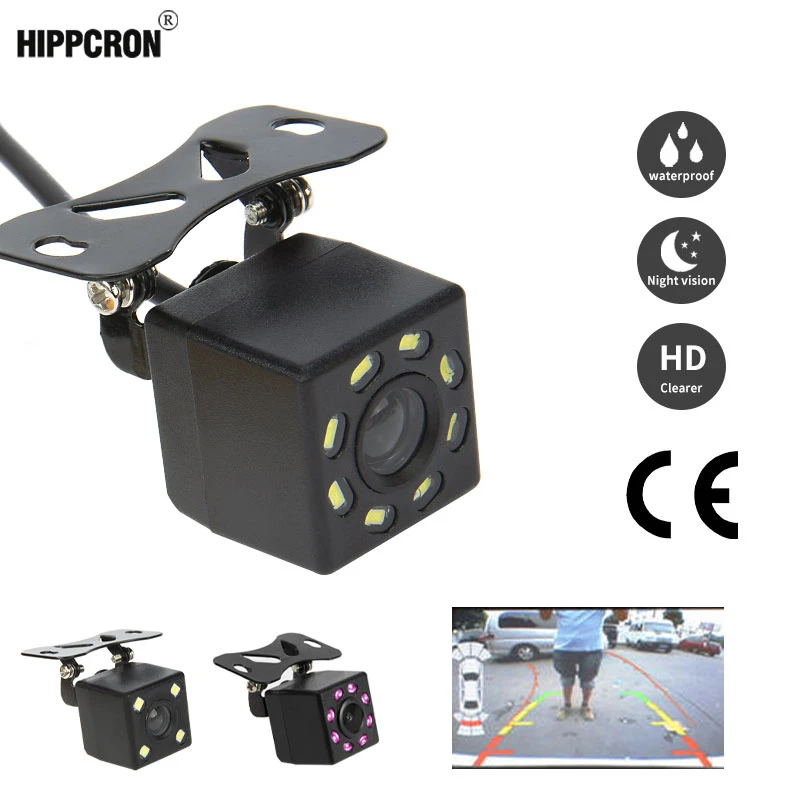 Hippcron Reverse Camera Rearview Car Infrared Night Vision HD Video Waterproof Auto Parking Monitor 8 LED CCD  Rear View Camera