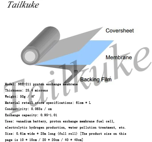 

Протонная обменная мембрана DuPont NRE 211, ионная мембрана перфторсульфоновой кислоты (10*10 см)