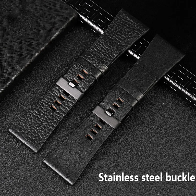 Genuine Leather watchband For Diesel DZ7396DZ1206 DZ1399 DZ1405 Watch band Litchi grain 22 24 26 27 28 30 32 34mm strap bracelet