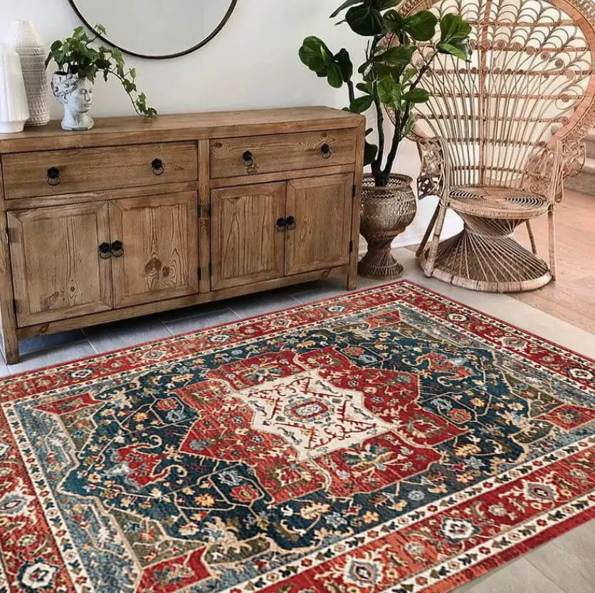 Nordic Morocco Retro Carpet Bedroom Living Room Sofa Coffee Table Mat Cushion Bohemian Ethnic Style Boho Rug Bedside Blanket