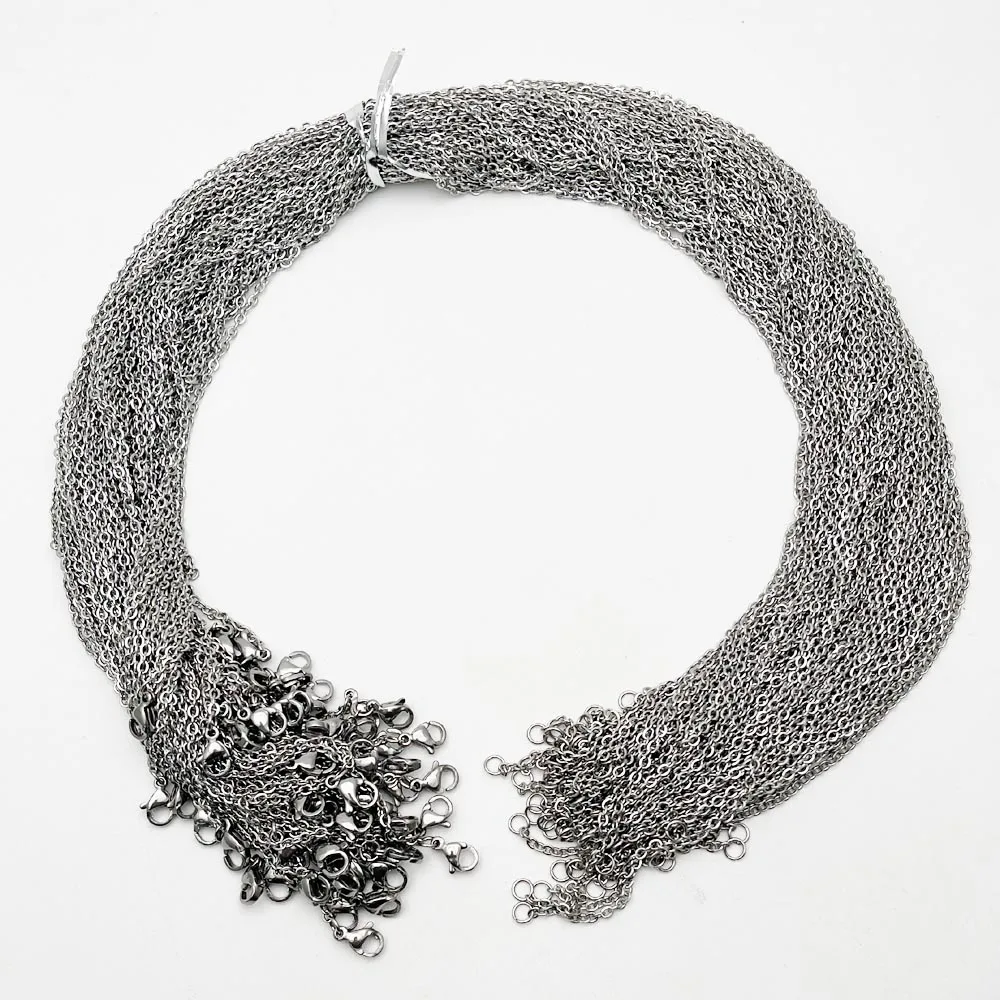 Collar de cadena de acero inoxidable con cierre de langosta, cadena de cordón de 2MM, joyería de moda, venta al por mayor, 45cm, 50cm, 100 unids/lote