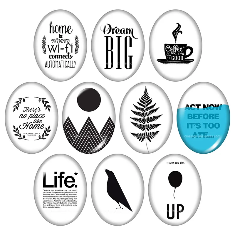 Beauty Symbols Words Motto letters 13x18mm/18x25mm/30x40mm mixed Oval photo glass cabochon demo flat back Jewelry findings