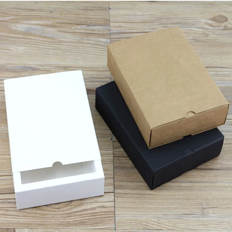 20 pcs Luxury black kraft paper sliding box, cardboard drawer box, CD sleeve Black slide box Custom gift box  logo print