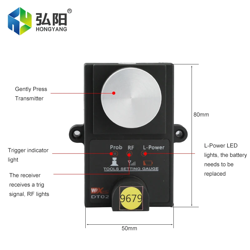 XHC DT02 Wireless Tool Setting Instrument CNC Router Machine Tool Adjustment Gauge Height Z Axis Adjuster Mach3, Ncstudio