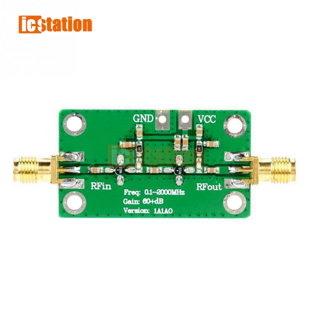 Amplificador de banda ancha de bajo ruido RF de 0,1-2000MHz LNA 60dB amplificador de banda ancha RF LNA 0,1 ~ 2GHZ