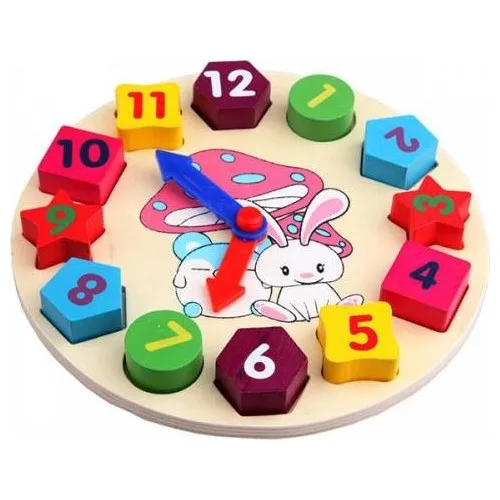 Yamaha Geometric Shapes Learn Clock Wooden Toy Block Puzzle Jigsaw