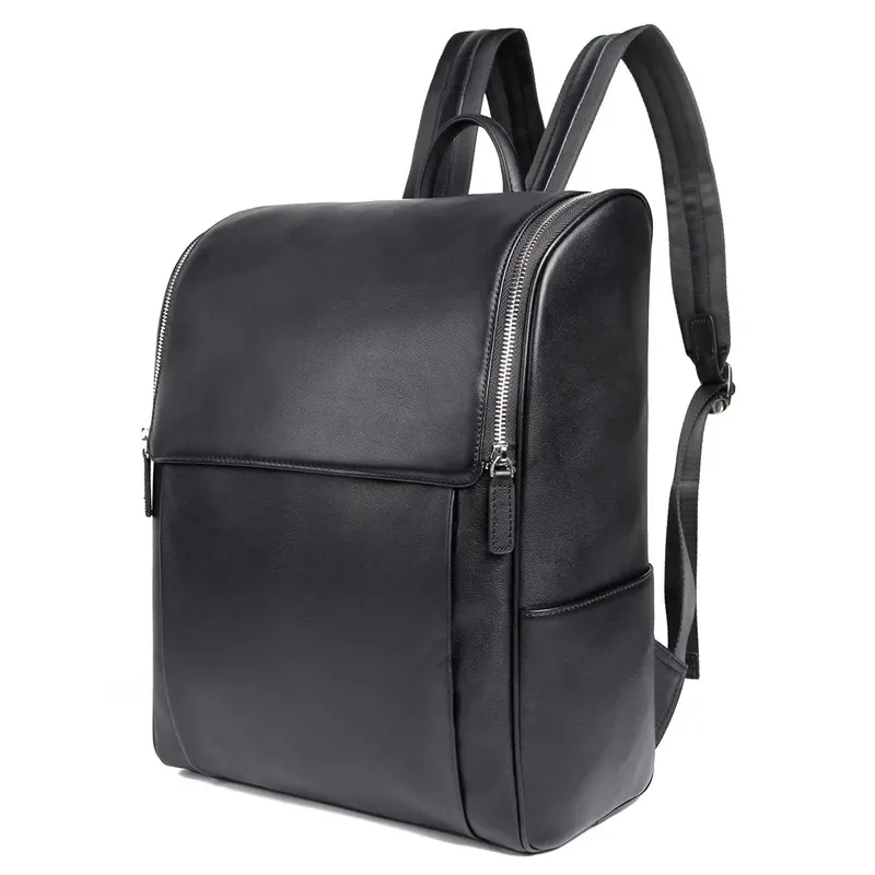 Nesitu High Quality Black Genuine Leather 14'' Laptop Men Backpacks Real Skin Male Travel Bags M7344