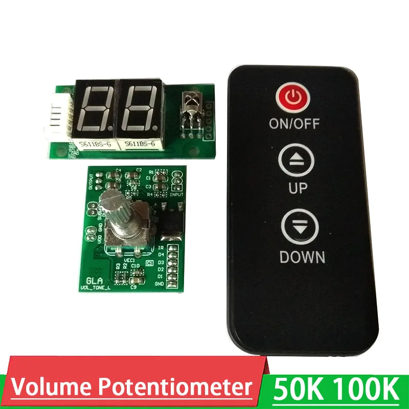 100K / 50K Double Digital Potentiometer Remote control volume Tone led display + RF Infrared remote for power Amplifier audio
