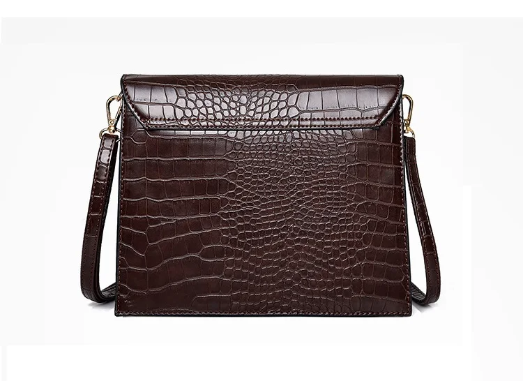 NIGEDU Fashion Women Handbag Luxury crocodile Leather Flap Shoulder Bag for Female crossbody bags Large capacity Totes coffee