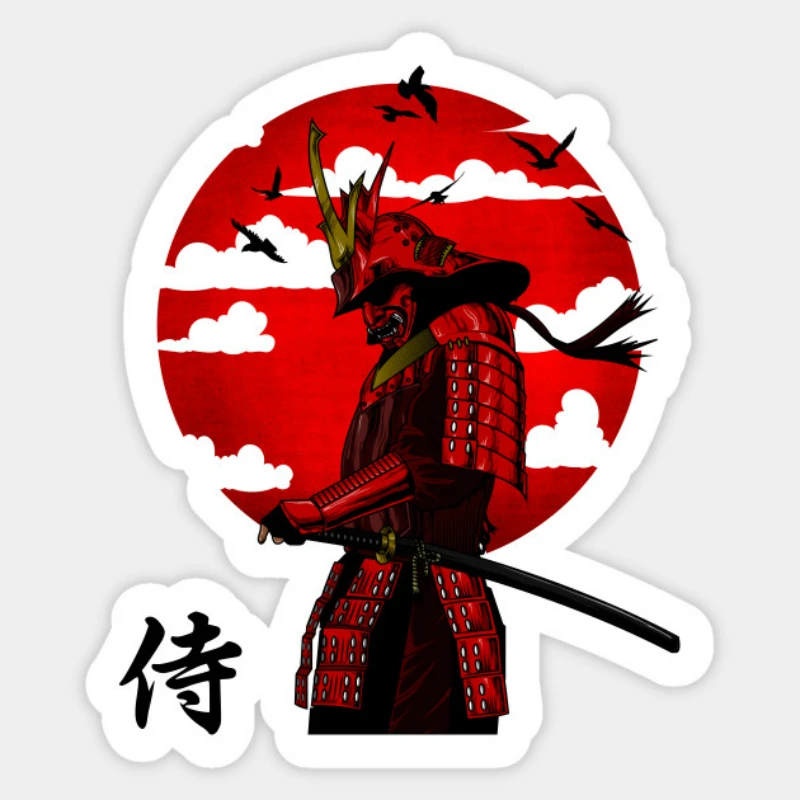 Personality Japan Samurai Warrior Car Sticker Vinyl Decal for Trolley Case Table Skateboard Fridge Passat Peugeot,15cm*13cm