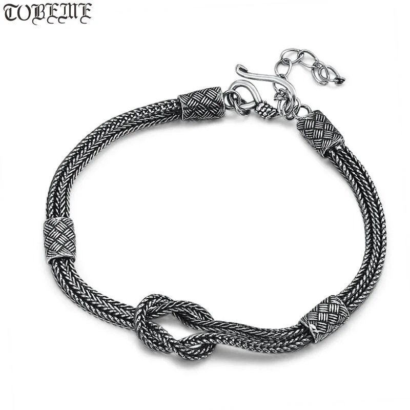 Handcrafted 100% 925 Silver Chain Bracelet Vintage 925 Sterling Braided Bracelet Thai Silver Women Bracelet