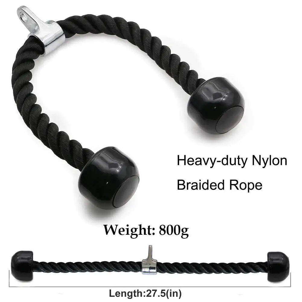 Rotating Straight Bar Tricep Rope D-Handle Rubber Wrapped Saddle Handle Pressure Training Rope Gym Bodybuilding Equipment