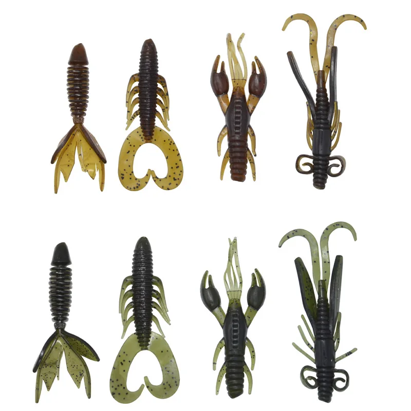 Fishing Soft Lure Bait Alien Worm Shrimp Grub For Catching Bass Fish Half-moon Tails Artificial Lures Lot 4 Pieces SALE