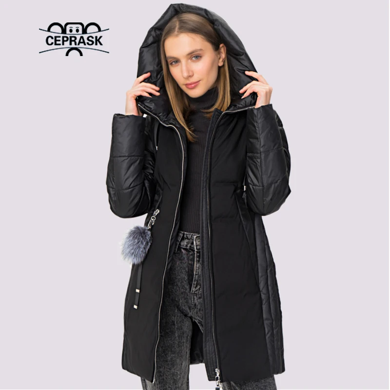 CEPRASK 2023 Winter New Down Jacket Women With Fur Thicken Warm Clothing Outerwear Quality Women Winter Coat Large Size Parkas