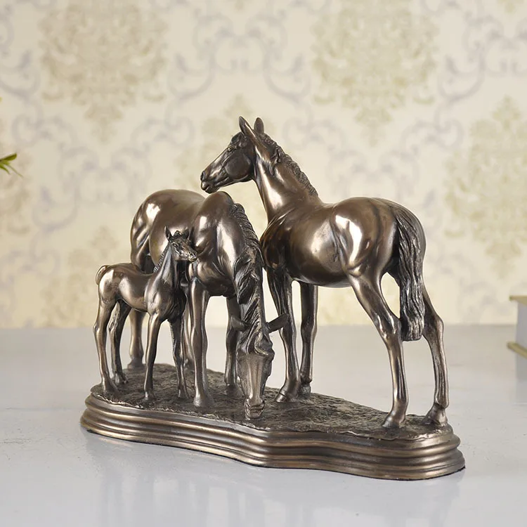 

creative horse family statue Parents-child horses figures artwork craft desktop sculpture living room home decoration a0120