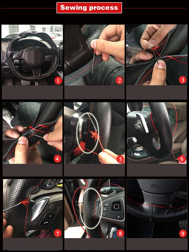 40cm 42cm 45cm 47cm 50cm Bus LKW Auto Extra Großer Lenkradbezug Kunstleder Auto-Lenkrad-Geflecht Langlebig – Detail 9