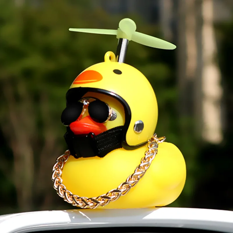 Decoration Duck in the Car with Helmet Ornament Duckling In the car Cycling Internior Accessories Auto Dashboard Duck Toys