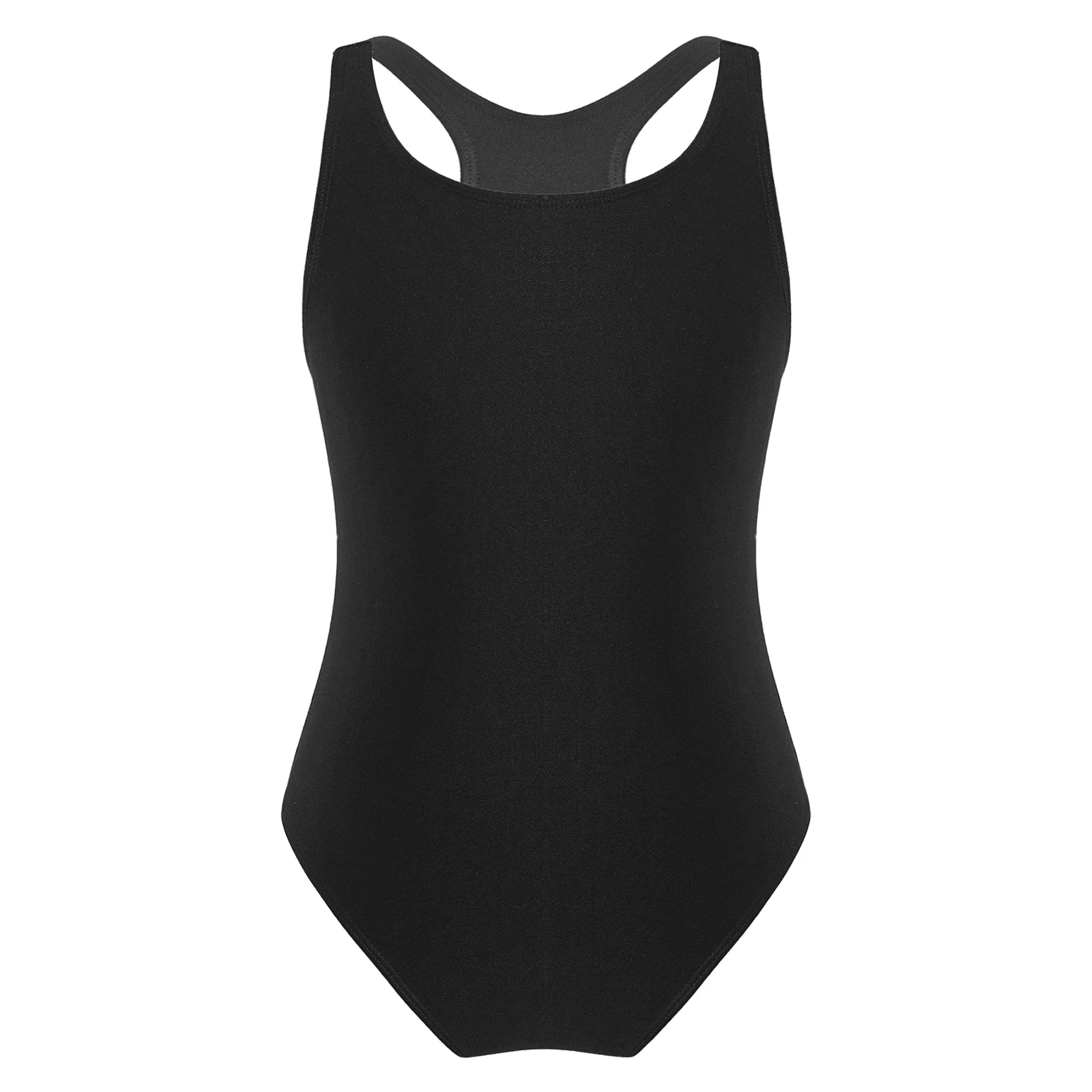 Teens Girls One-Piece Swimwear Swimsuit Fashion Racer Keyhole Back Stretchy Leotard Summer Monokini Bathing Suit 8-16Yrs