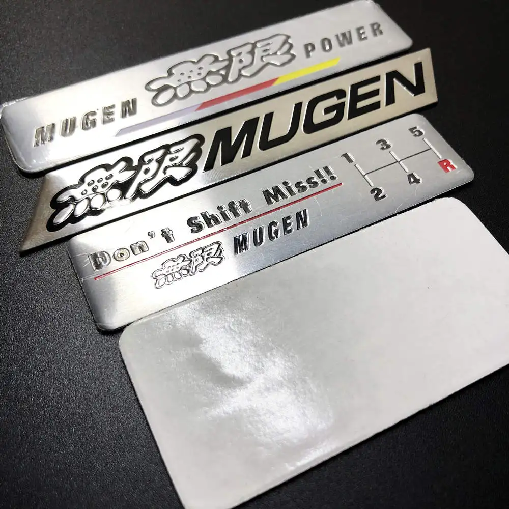 1Pcs Mugen Power Chinese MUGEN Don't Shift Miss!! Aluminum Sticker Racing Badge Car Body Trunk Decals Decoration