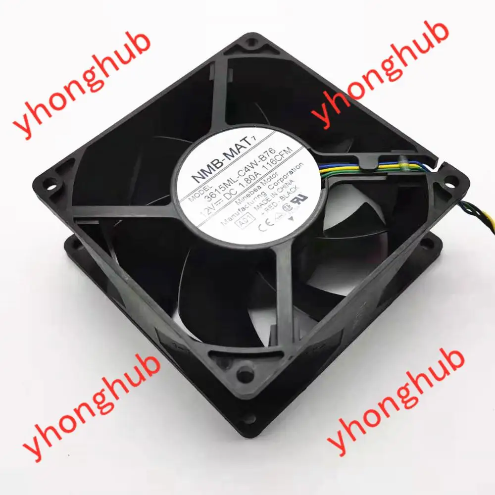 

NMB-MAT 3615ML-C4W-B76 A01 DC 12V 1.80A 90x90x38mm 4-Wire Server Cooling Fan