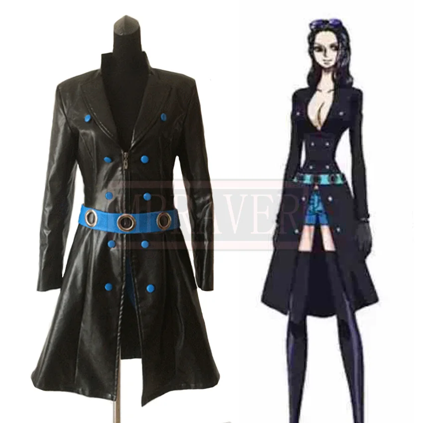 

Movie Gold Nico Robin Black Leather Uniform Cosplay Costume Halloween Party Custom Made Any Size