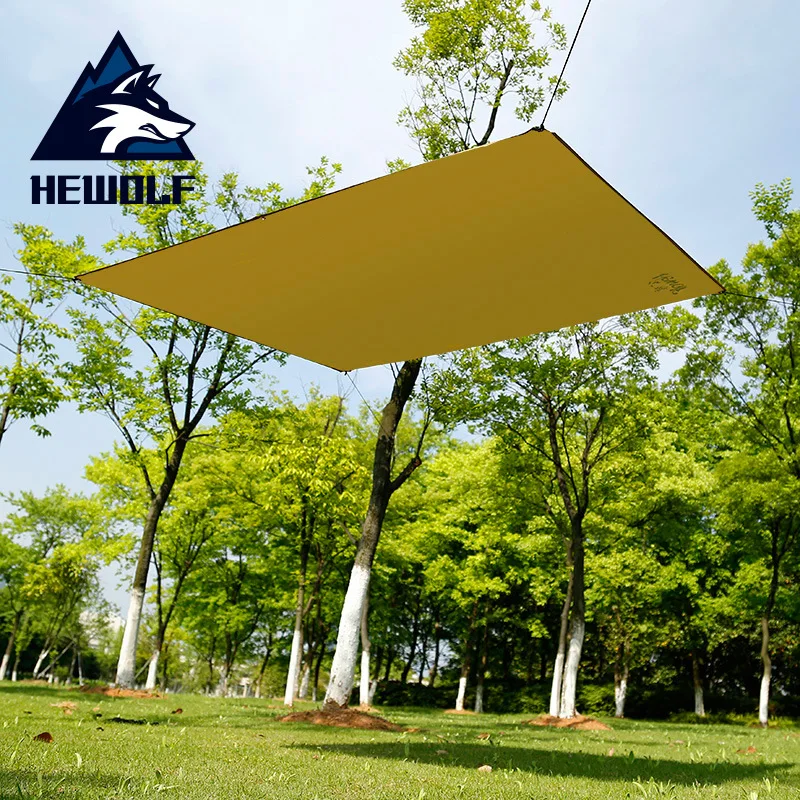 Hewolf Outdoor Thickened Sun Simple Tent Cloth Picnic Rain Tent Mat Camping Portable Small Sky Awning Without Poles