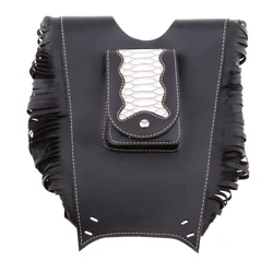 PU LEATHER MOTORCYCLE BIKE TANK Cover Pad Strap Chap Panel Bra Bib - Black