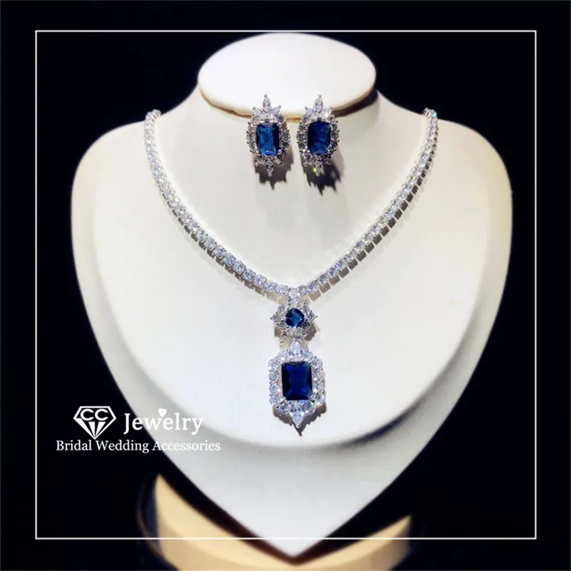 CC Wedding Jewelry Set for Women Necklace Stud Earrings 925  Party Engagement Luxury Jewellery CZ Stone Shining Charms CCAS214