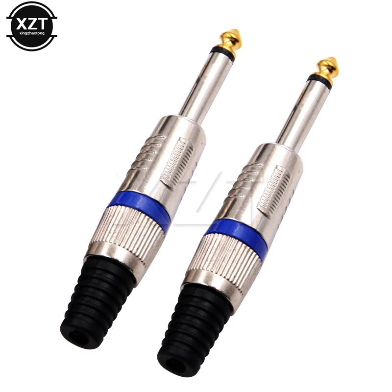 1Pc Mono 6.35mm 1/4 Inch Nickel Plated 6.35 mm 6.5 Male Audio Sound Mic Jack Plug Connector Auto Car Audio Cable Plug Accessory