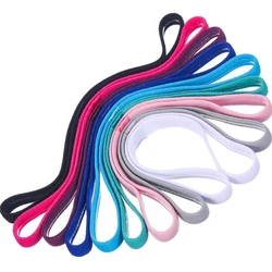 Diademas deportivas elásticas antideslizantes, cintas gruesas para el pelo, cintas para el pelo para ejercicio y sudor para mujeres y hombres, Multicolor, 9 piezas