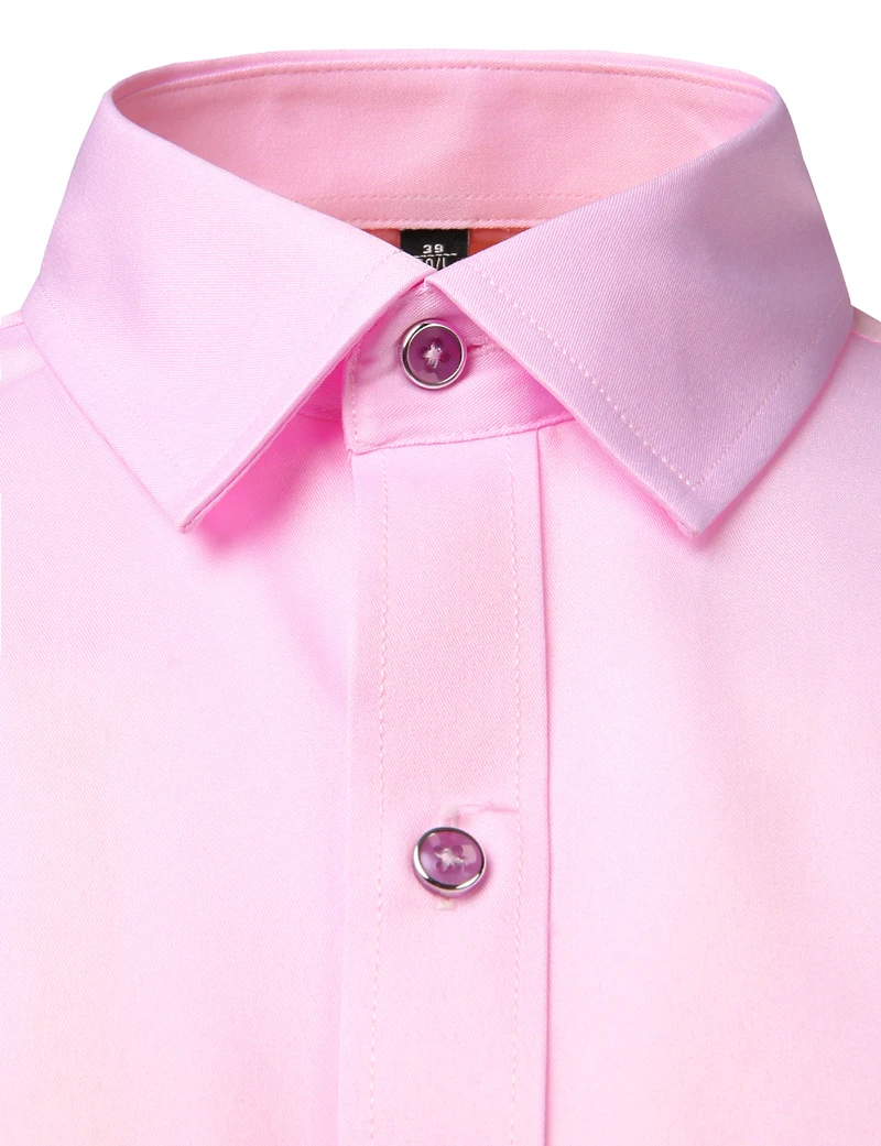 Camicie eleganti da uomo rosa Camicia abbottonata in fibra di bambù a maniche lunghe da uomo Camicia casual slim fit senza ferro Camicia antirughe