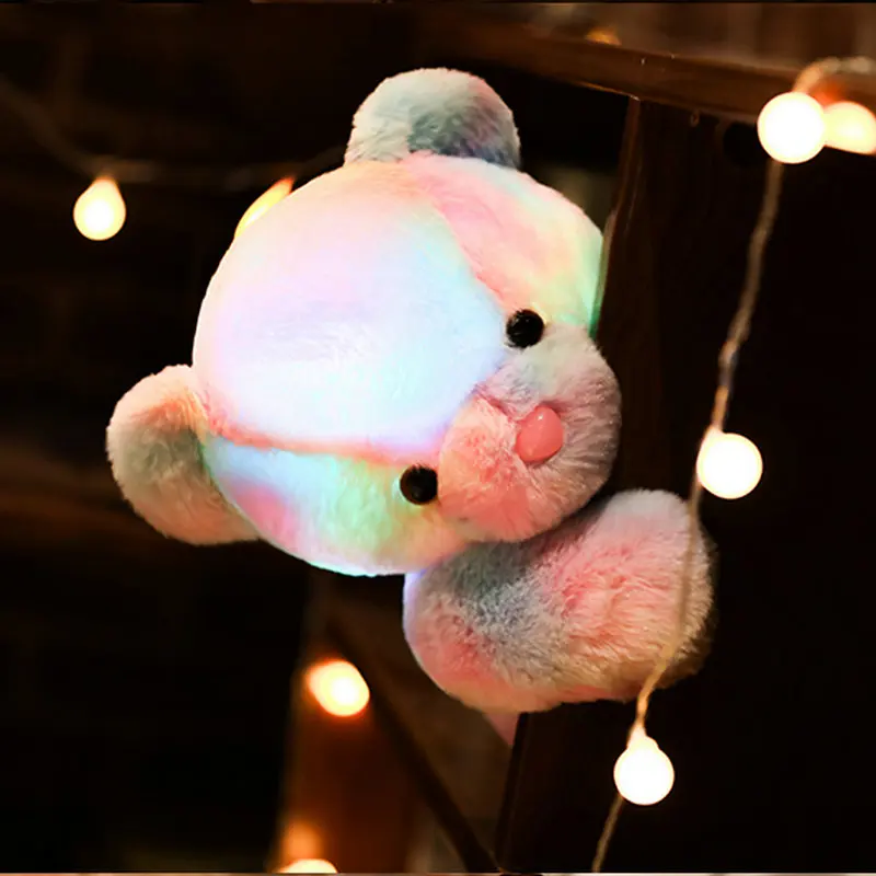 30/50cm New Creative Light Up LED  Bear Stuffed Animals Plush Toy Colorful Glowing Christmas Gift Lovely Pillow