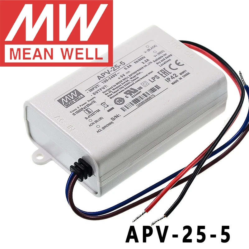 

Оригинальный бренд Mean Well представляет APV-25-5 meanwell 5V/3.5A постоянного Напряжение дизайн 17,5 Вт один Выход светодиодный импульсный источник Питание