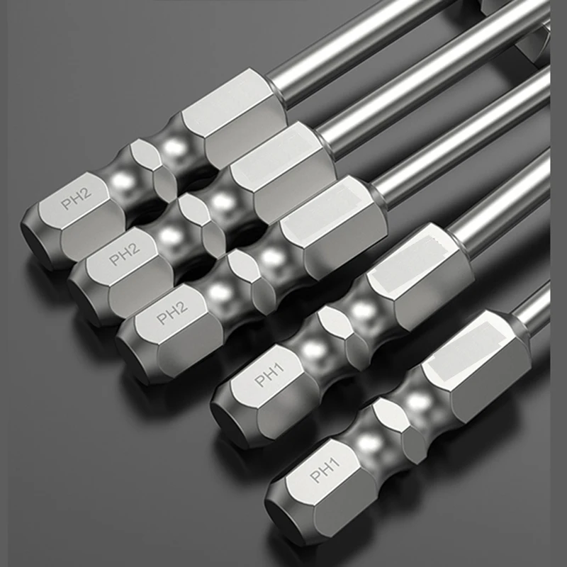 8Pcs 75/100mm 길이 충격 필립스 스크루 드라이버 비트 S2 강철 토크 크로스 헤드 드릴 비트 자기 스크루 드라이버 비트