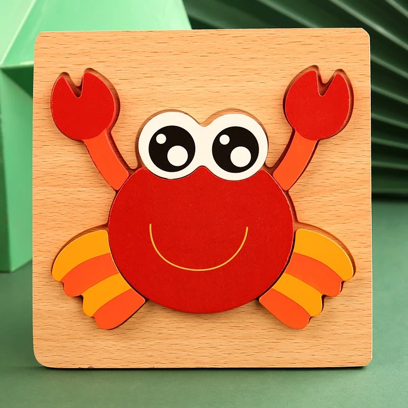 High Quality 3D Wooden Puzzle Baby Cartoon Animal Traffic Jigsaw  Early Learning Cognition Game Puzzle Toys for Children