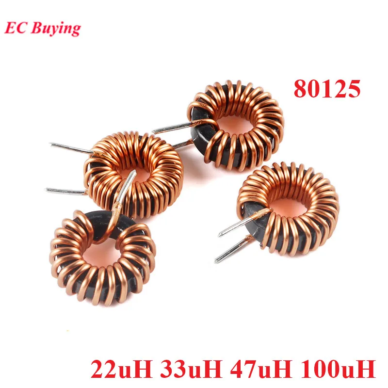 5Pcs/1pc Toroid Core Inductors 80125 Winding Magnetic Ring Inductance 22uH 33uH 47uH 100uH Toroidal Coil Iron Silicon Aluminum