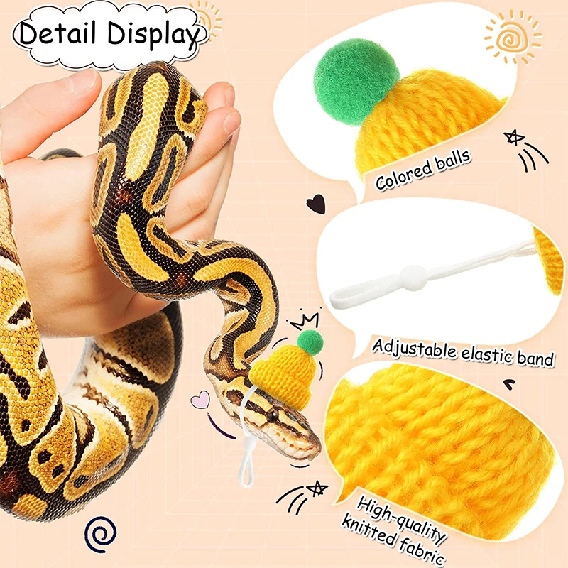 Snake Hat Guinea Pig Hat with Adjustable Chin Strap Bearded Dragon Hamster Hat for Chinchilla Small Animal Christmas Decoration