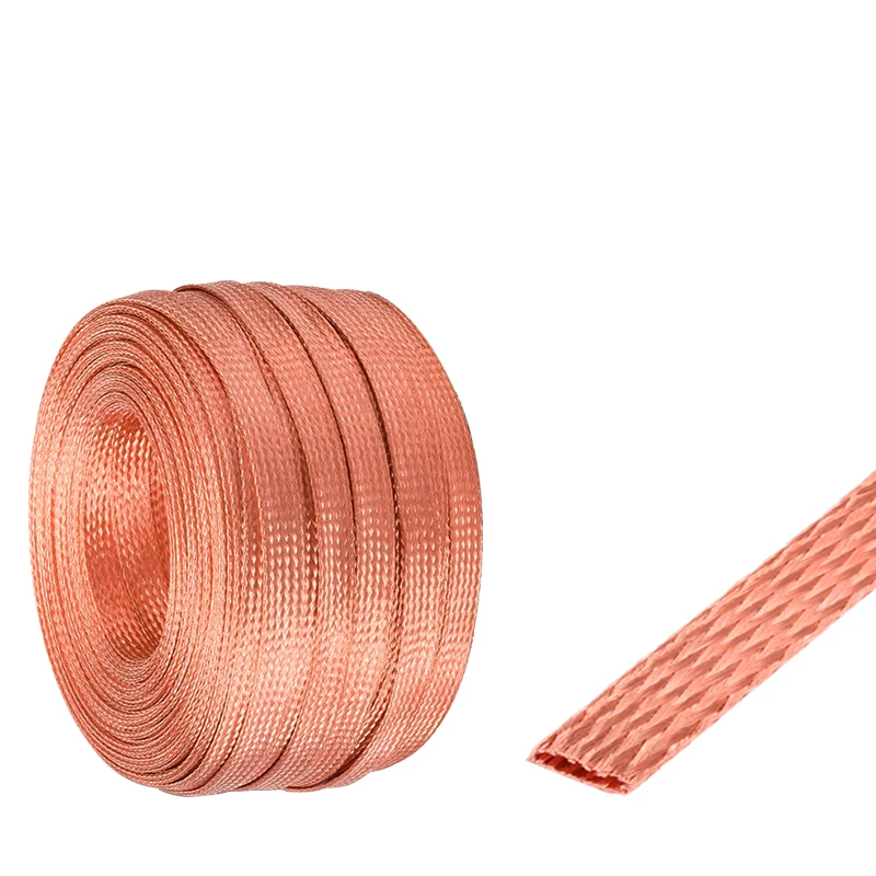 5 meters 12mm2 Copper Braided Wire Woven Thread Naked Copper Tape Earth Ground Wire Flexible Tinned Copper Flat Copper Strip