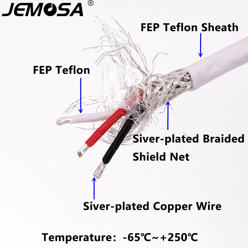 DIY HIFI 오디오 앰프용 PTFE 구리 와이어, 고온 은도금 구리 차폐 와이어, 3 코어 직경 4.5mm, 1m