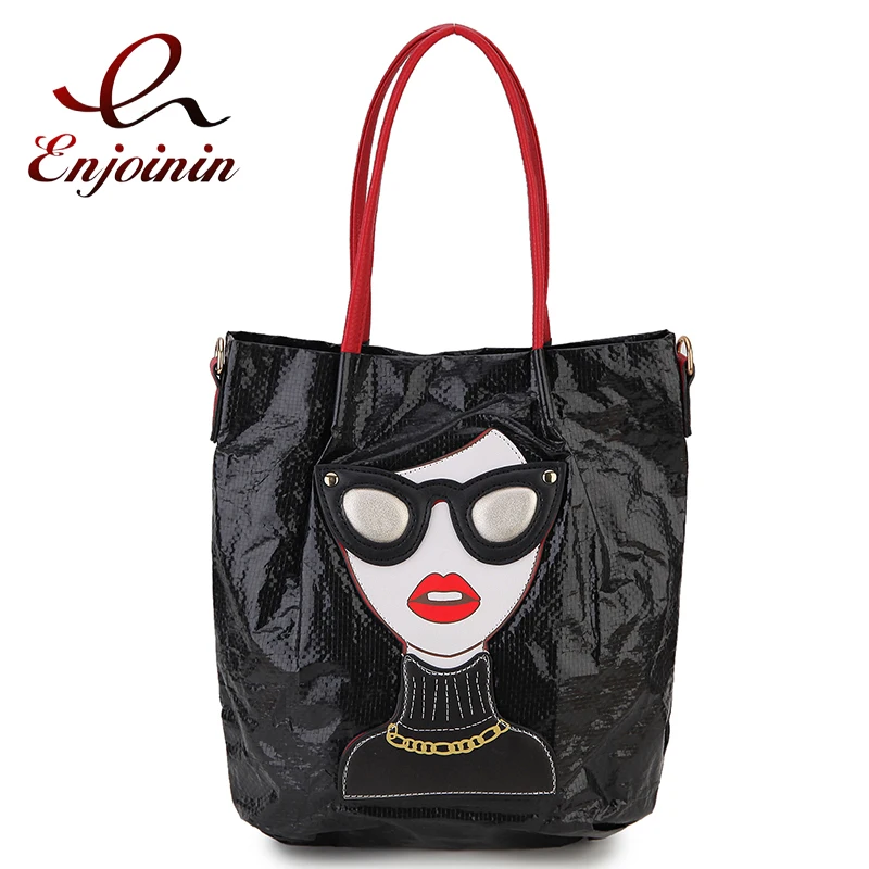 Novelty Lady Face Shoulder Bags for Women Funky Large Capacity Shopping Bag Female Purses and Handbags Designer Crossbody Bag