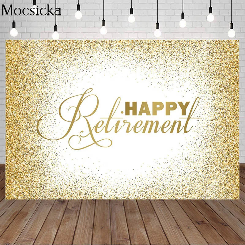 

Mocsicka Happy Retirement Theme Backdrop Golden Bokeh Party Decoration Banner Adult Birthday Photo Background Studio Photocall