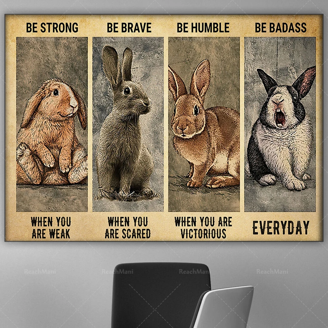 Lapin Affiche cadeaux jour de paques be forte lorsque vous êtes faible affiche maison affichage de decoración vivant