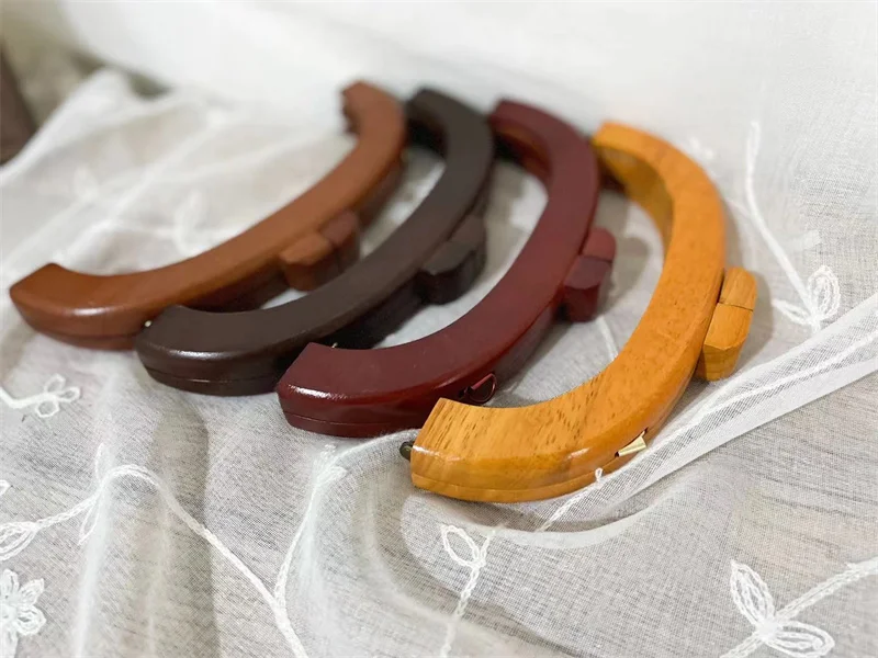 1 Set Handbag Making Wood Frame Kiss Clasp Lock Brown Wooden Purse Frame Closures for Purse Making DIY Craft Obag Purse Hanger