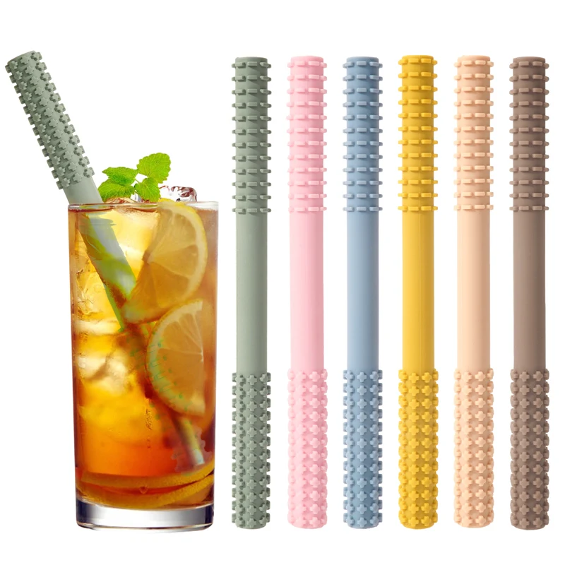 1pc Reusable Silicone Straws Food Grade Silicone Bent Straight Drinking Straws Baby Essentials Newborns Tooth Chew Baby Toy