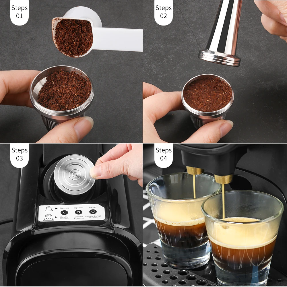 iCafilas Stainless Steel XXL Double For LOR Coffee Capsule Pods Refillable Reusable Filters For L\'OR BARISTA LM8012 Machine