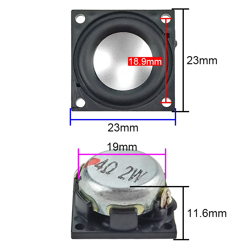 1 بوصة 23 مللي متر كامل المدى المتكلم وحدة 4ohm 2 واط صغيرة المحمولة المتكلم Neodymium بها بنفسك النيوديميوم ل راديو FM المحمول 2 قطعة