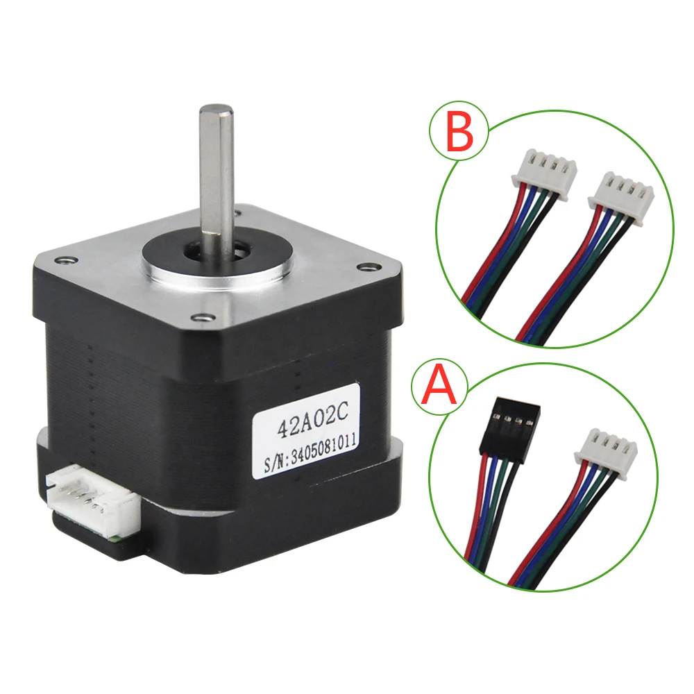 Produktbild von Rtelligent 42A02C Schrittmotor – Nema 17, 2-Phasen, 42 Ncm, 1,5 A, 38 Mm – Für 3D-Druck & CNC