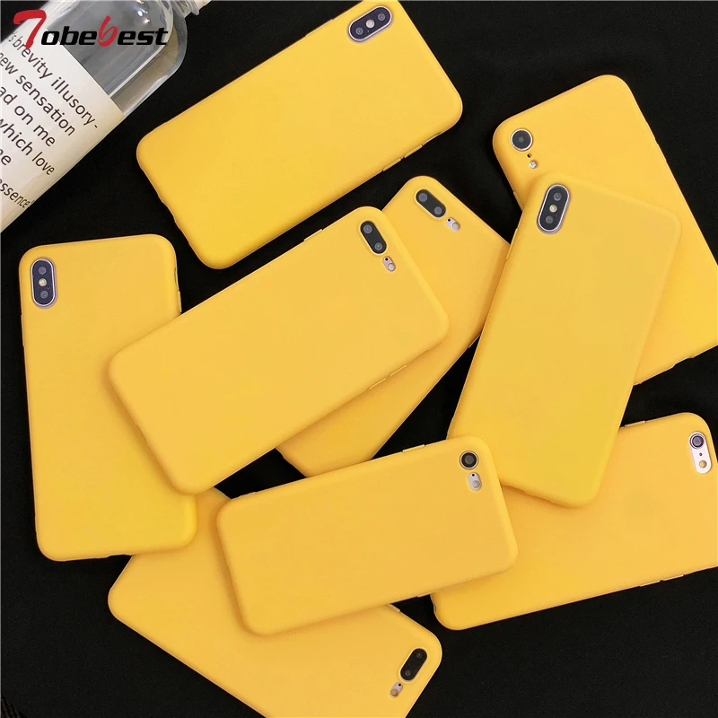 Yellow Matte Phone Case For Xiaomi Mi 10 9 CC9 CC9E Note 10 A3 A2 A1 6X 5X Lite Pro Max Mix 3 2S Silicone Matte Soft TPU Cover