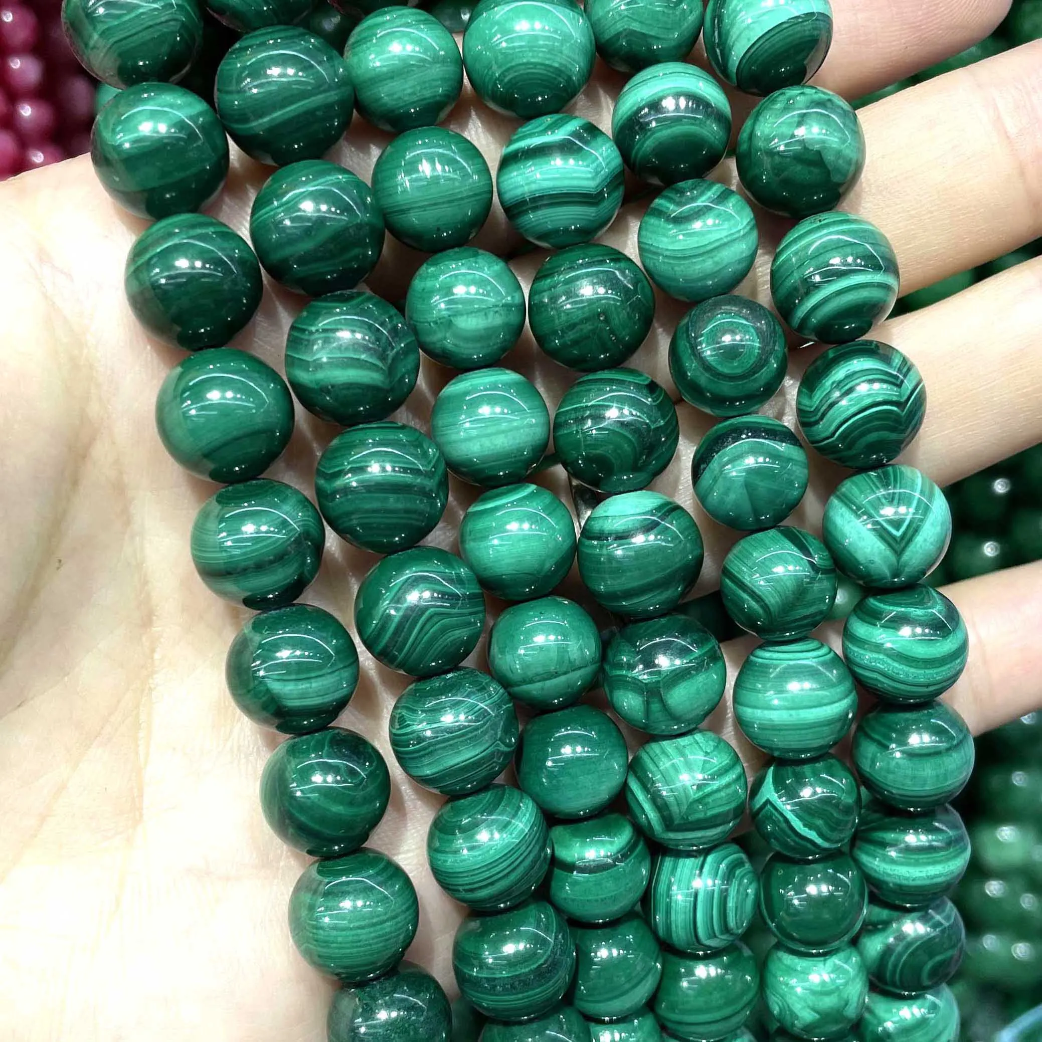 Natural Genuine Stone Green Malachite Round Loose Beads For Jewelry Making DIY Bracelet Necklace Accessories 4/6/8/10/12mm