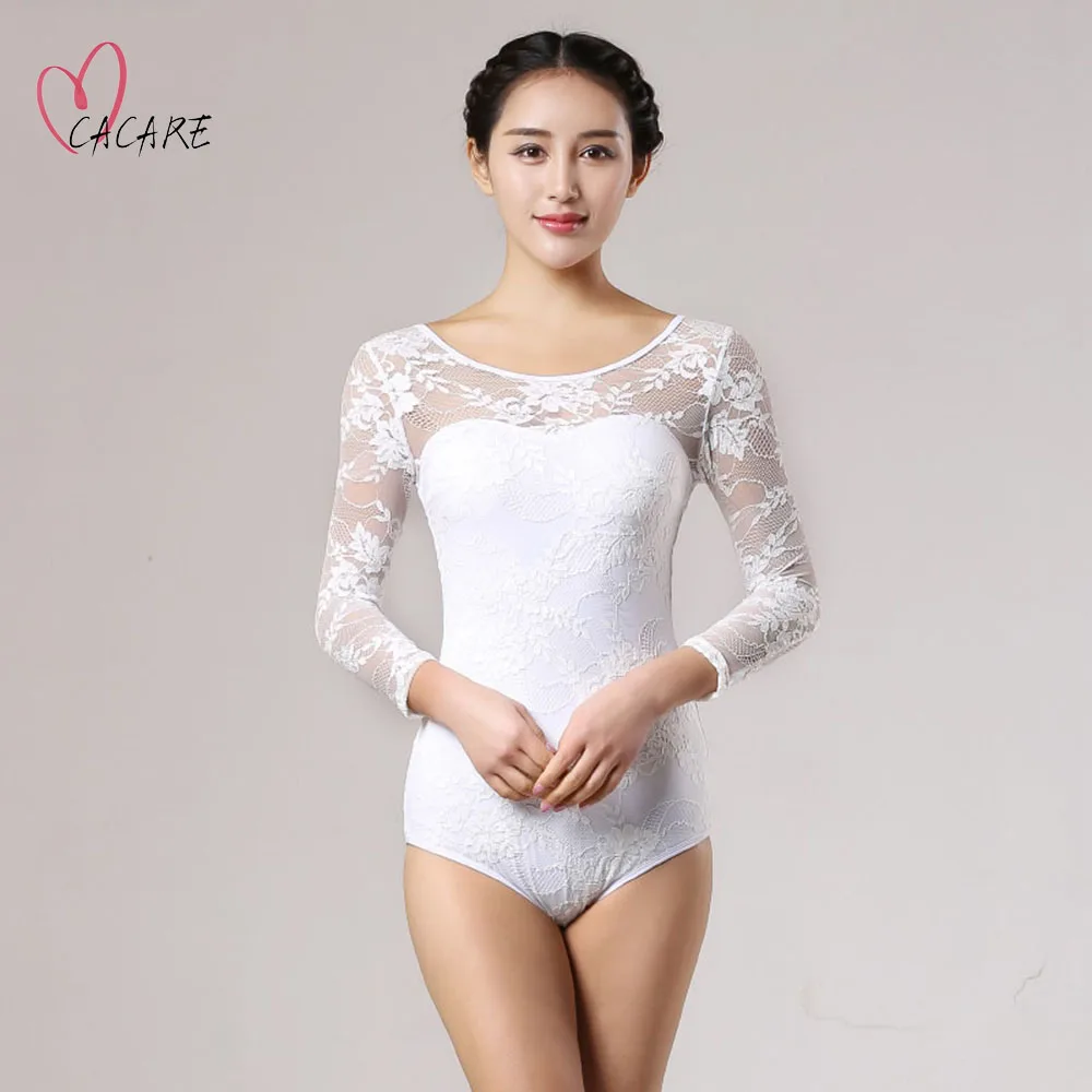 

CACARE Bodysuit for Ballroom Dance Competition Dresses Waltz Tango Dance Standard Flamenco Costume Velvet D1137 Mesh Sleeve